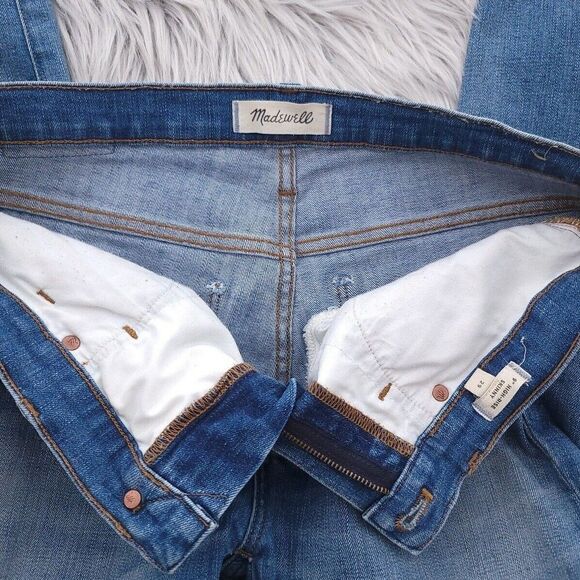 Madewell 9" High Rise Skinny Blue Distressed Raw Hem Jeans Size 29 - Picture 12 of 15